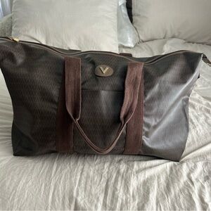 Mario Valentino Brown Tote Bag V Mark PVC X leather Authentic used